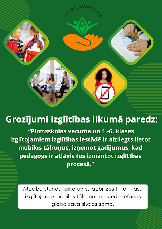 Infografika par telefonu lietošanu skolā